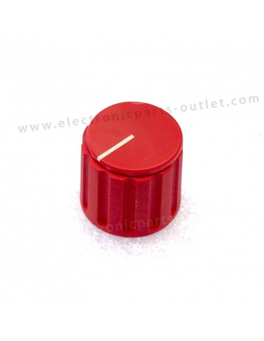 Knob red Ø 21mm   shaft 4mm. with indicator stripe on top