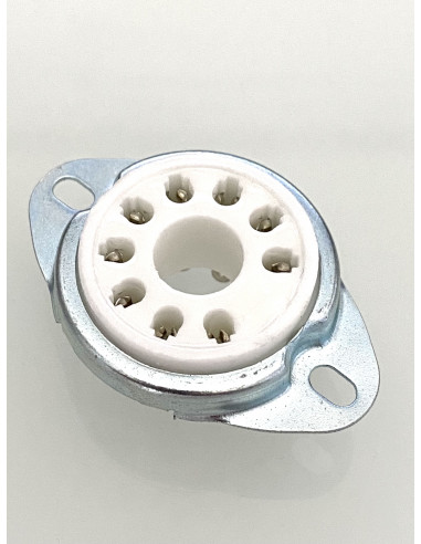 9 pin B9D Magnoval tube socket ceramic top mount (E55L, ED500, PL504)