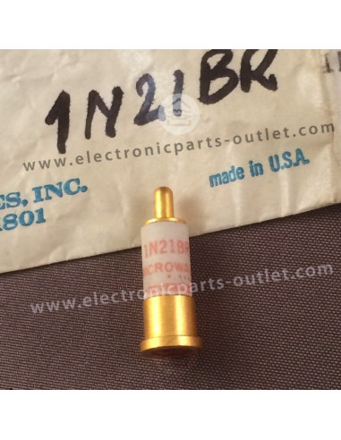 1N21BR  Silicon, point-contact mixer diode, NF 12.7dB at 3GHz. Reverse polarity.