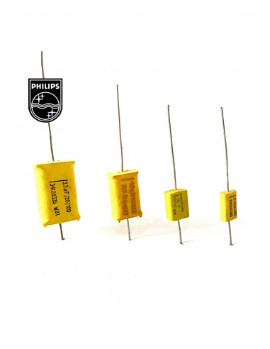 Philips 341 Series molded PETP capacitor (Mepolesco) (from 0.001uF to 6.8uF)