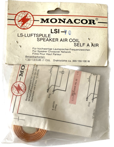 Monacor LSI-70 Luchtspoel 0,7mH - 1,0cul - 0,50Ω - 150W