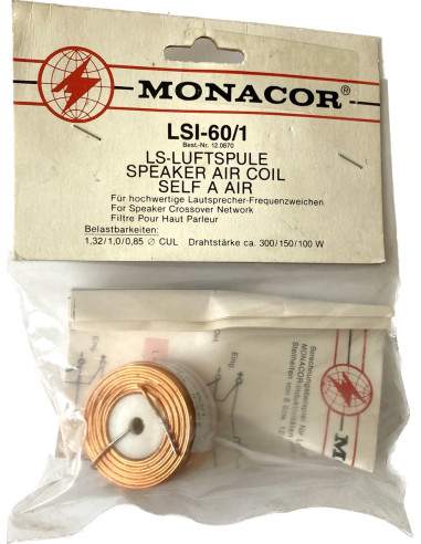 Monacor LSI-60-1 air coil 0.6mH - 1.0cul - 0.37Ω - 150W