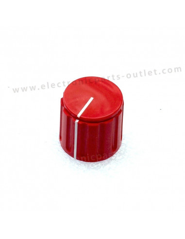 Knob red Ø 21mm  shaft 4mm, with indicator stripe on top & side